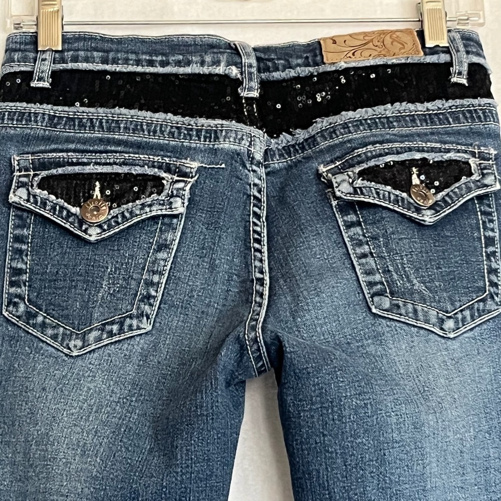 Firefly Denim Women's Bootcut Jeans Black Sequins‎ Embellished Pockets Sz 4